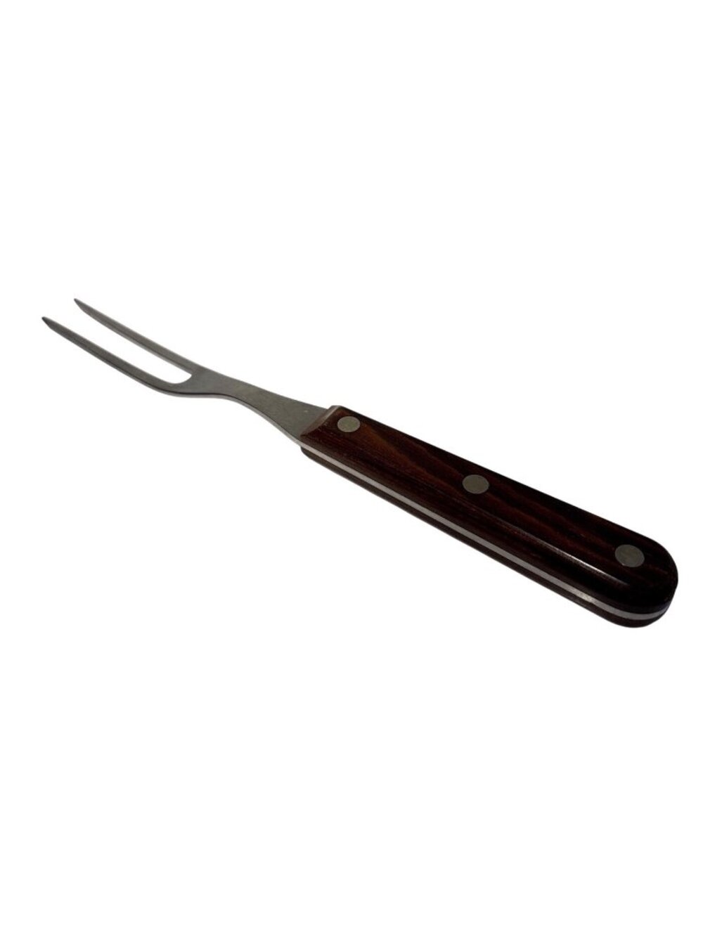 Camillus Carving Fork Stainless Steel 2-Prong  Wood Handle 10.5 Inches Long